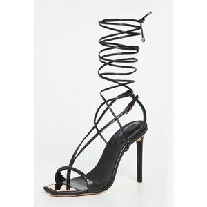Schutz Vikki Lo Black Strappy Ankle Open Toe Stiletto Heel Sandals US 10 B